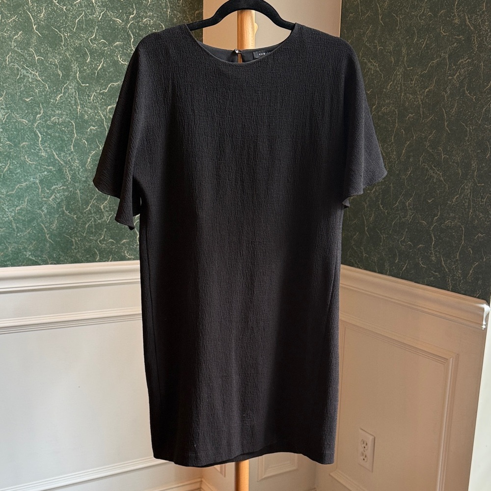 English Factory Black Textured Short Sleeve Dress